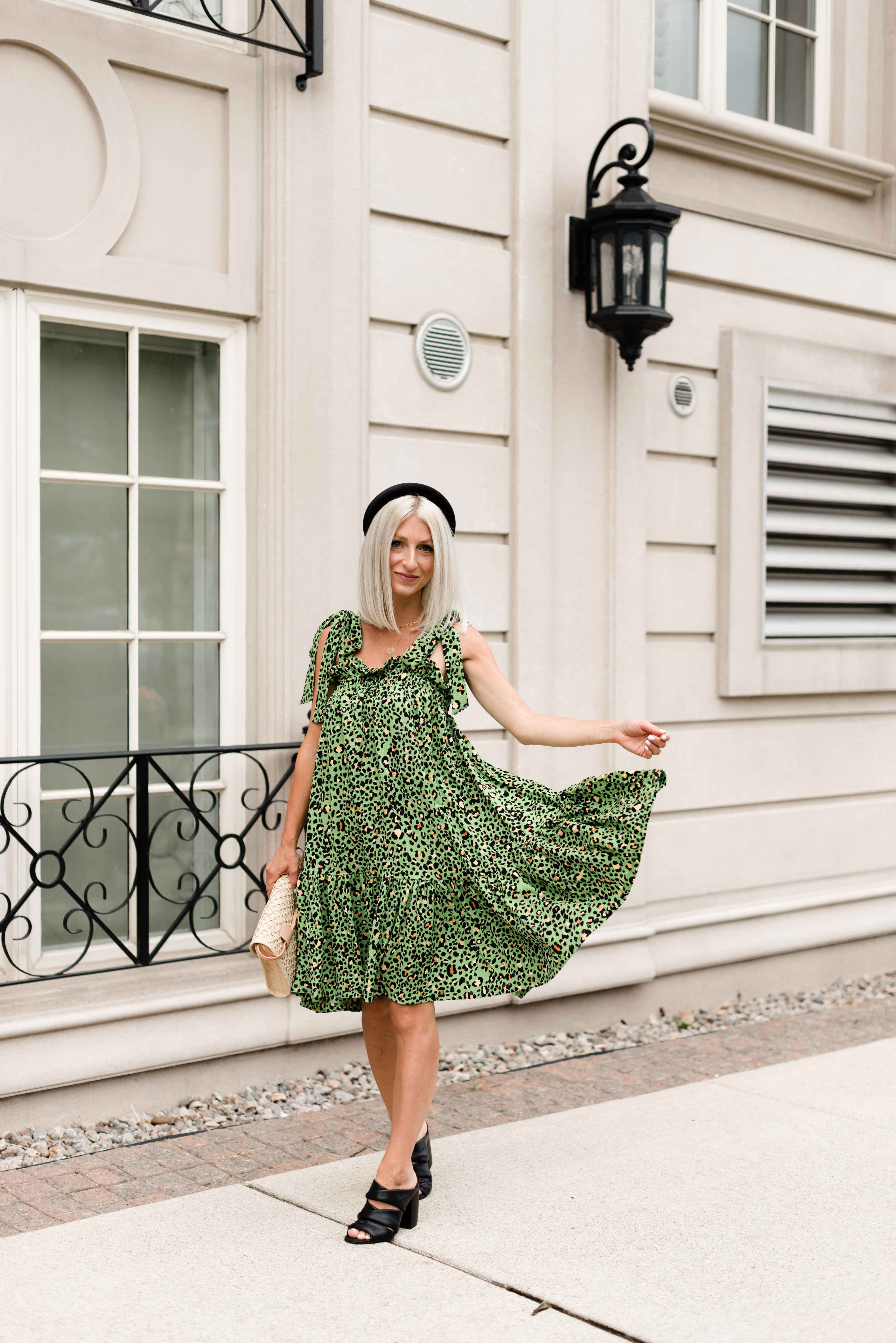 green leopard dress